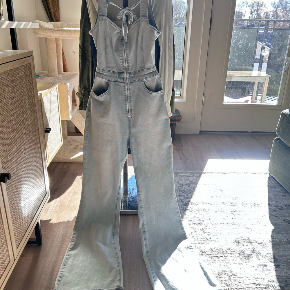 Free People Light Blue Curvy Women's Denim Overalls